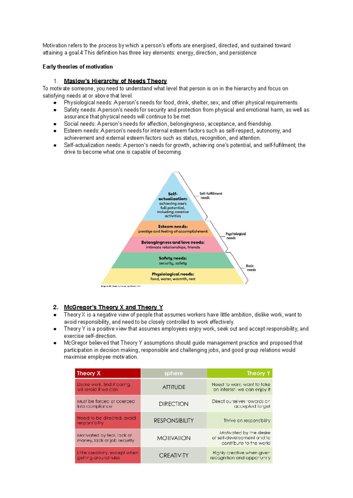Motivation - Maslow’s Hierarchy of Needs Theory To motivate someone ...
