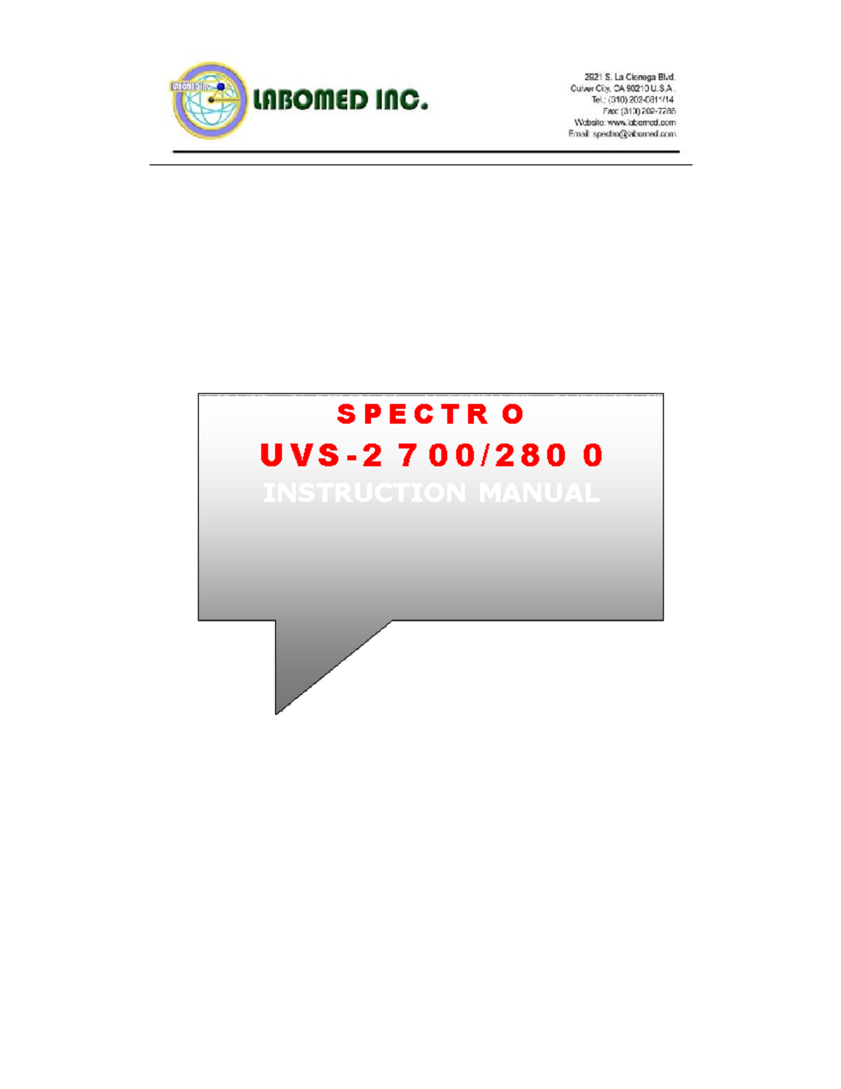UVS2700-UVS2800 Instruction Manual 7-31-13 - S P E C T R O U V S - 2 7 ...