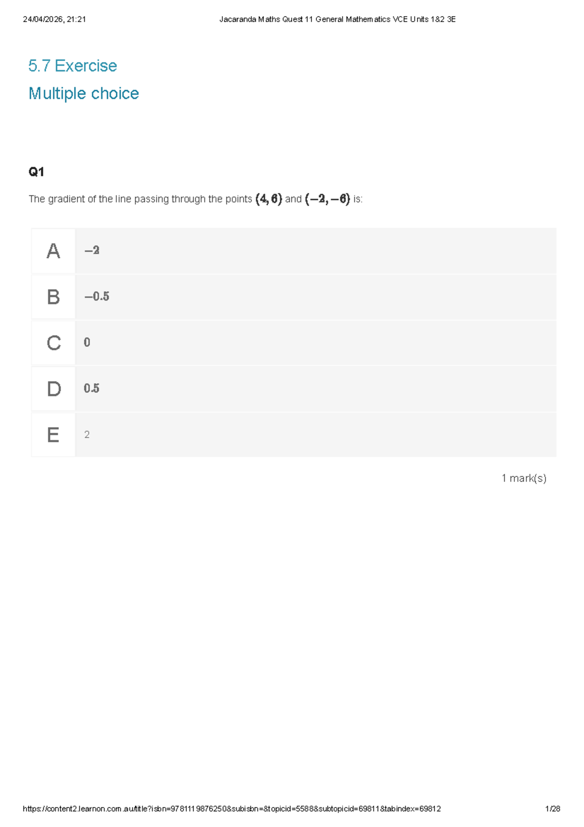 Jacaranda Maths Quest 11 General Mathematics VCE Units 3E Exercise ...