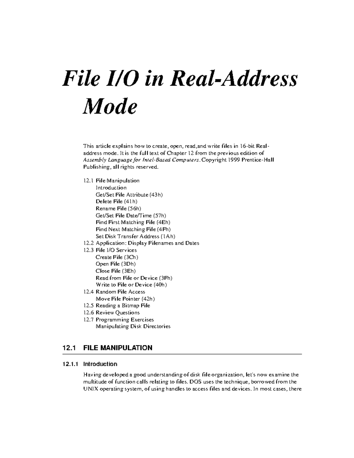File I-O in Real-Address Mode (CS101: Chapter 12 Notes) - Studocu