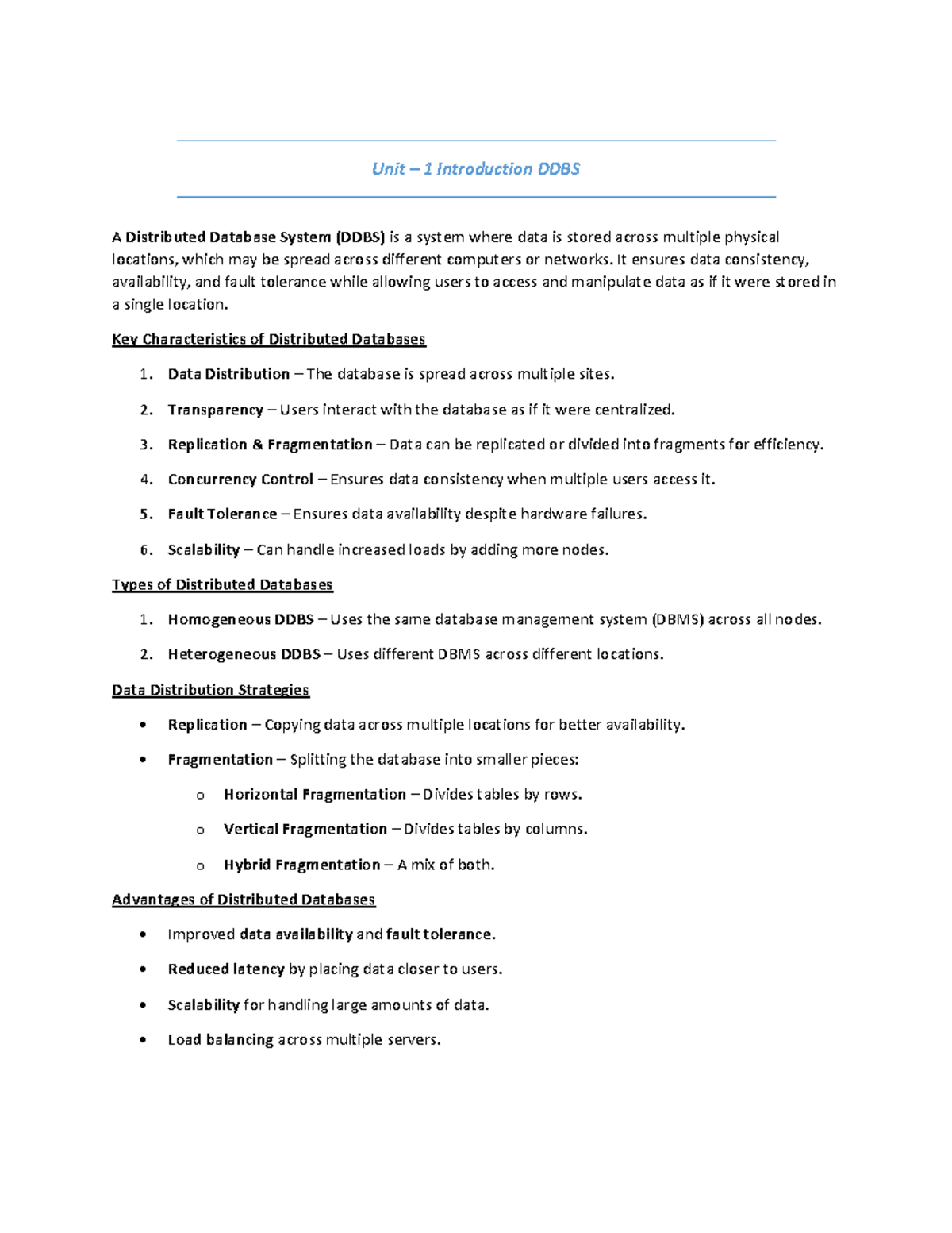 Unit 1: Introduction to DDBS - Distributed Database Management System ...