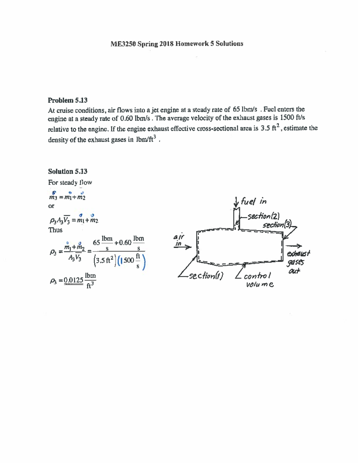 ME 3250-S18 Homework 5 Solutions - Jet Engine and Fluid Mechanics ...