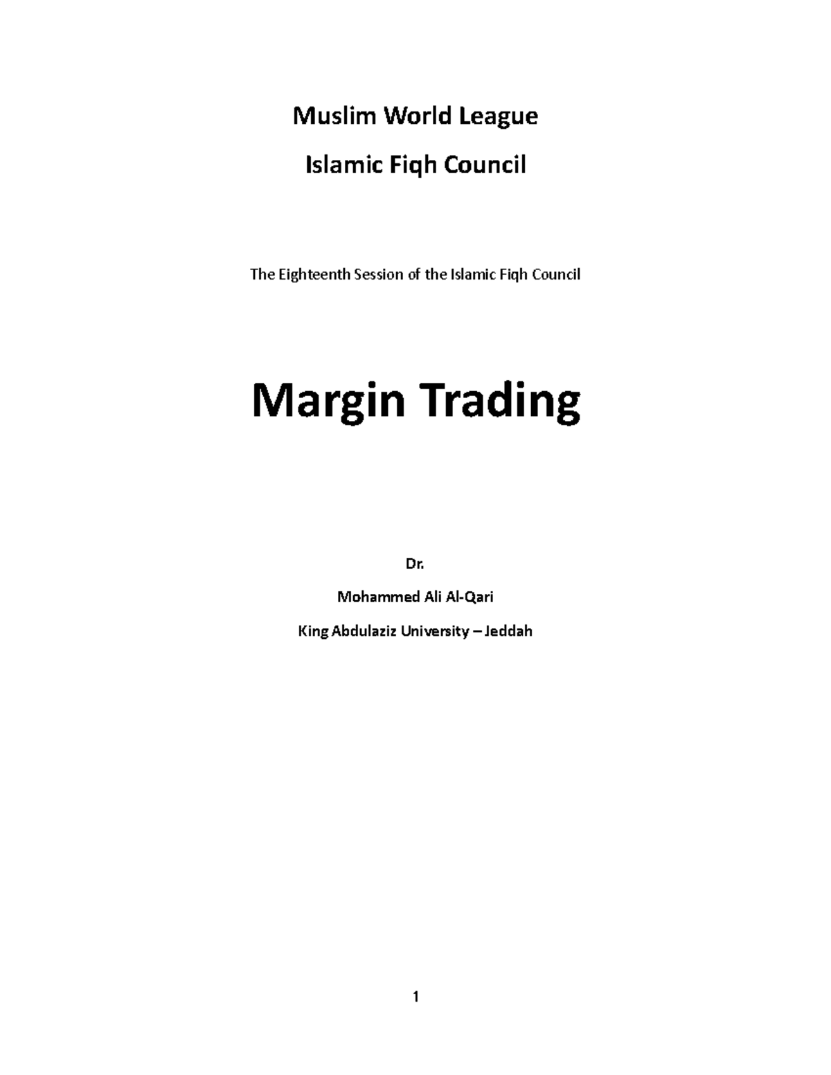 Margin Trading: Insights from Dr. Mohammed Ali - Document Preview