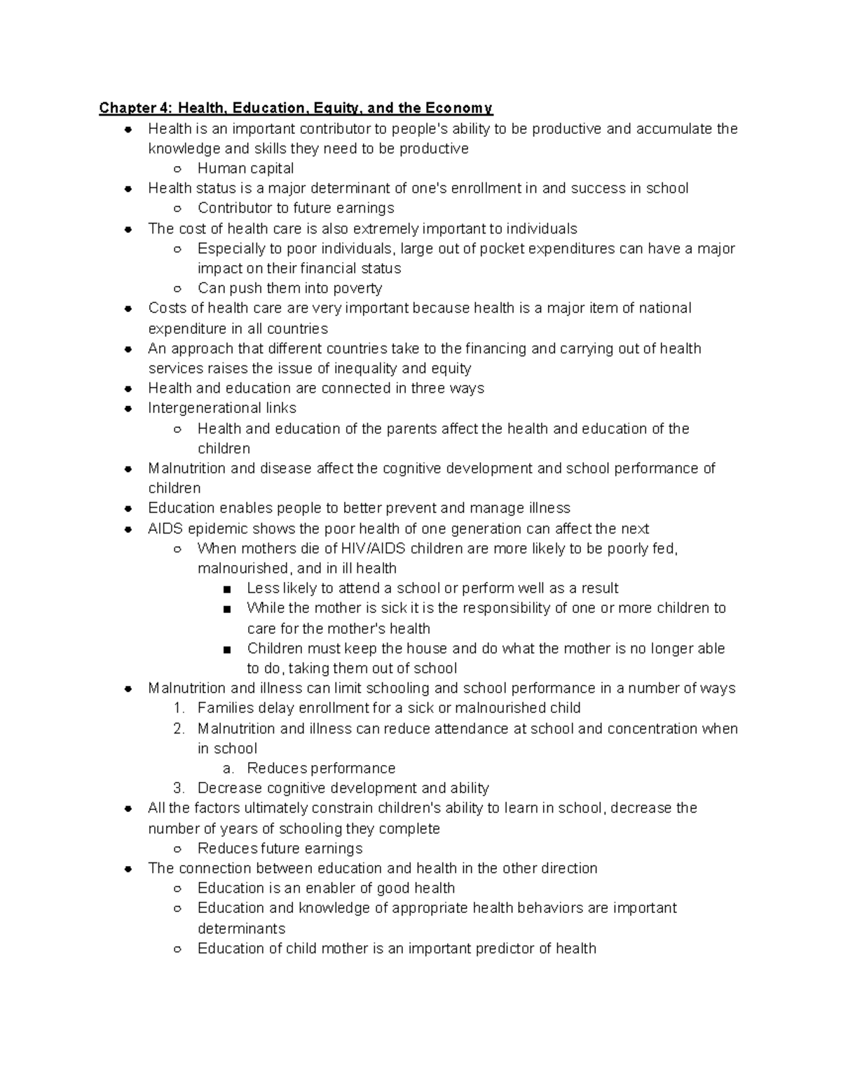 Chapter 4 Insights - Health, Education, and Economy in Global Health ...