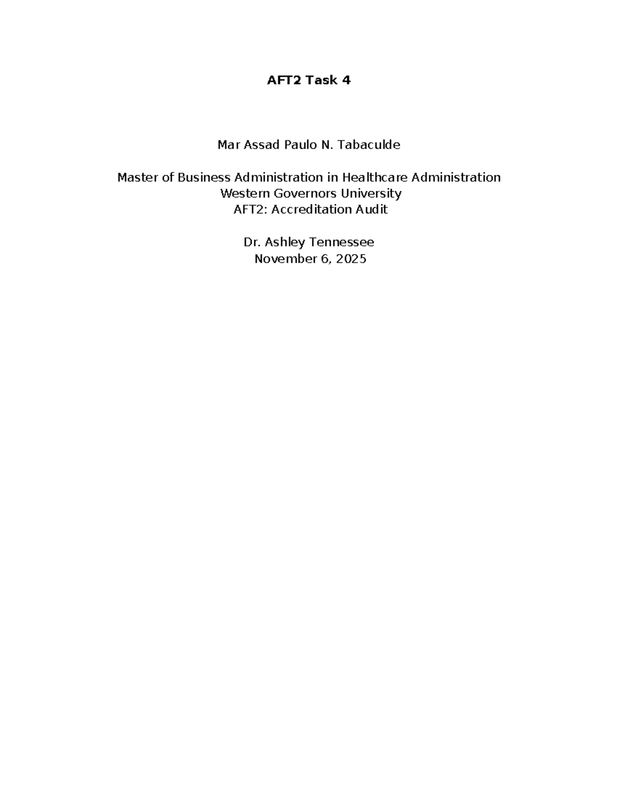 AFT2 Task 4: Accreditation Audit Compliance & Staffing Analysis - Studocu