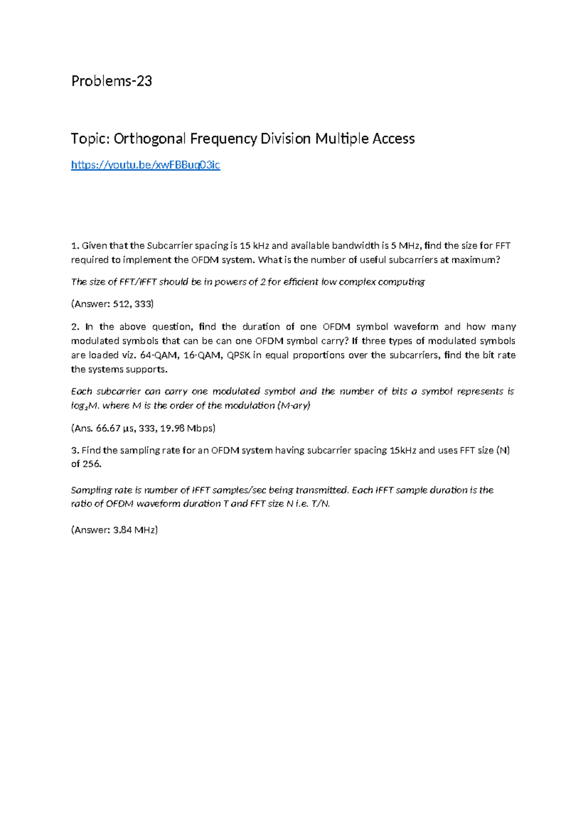Orthogonal frequency division multiplexing - Problems- Topic ...