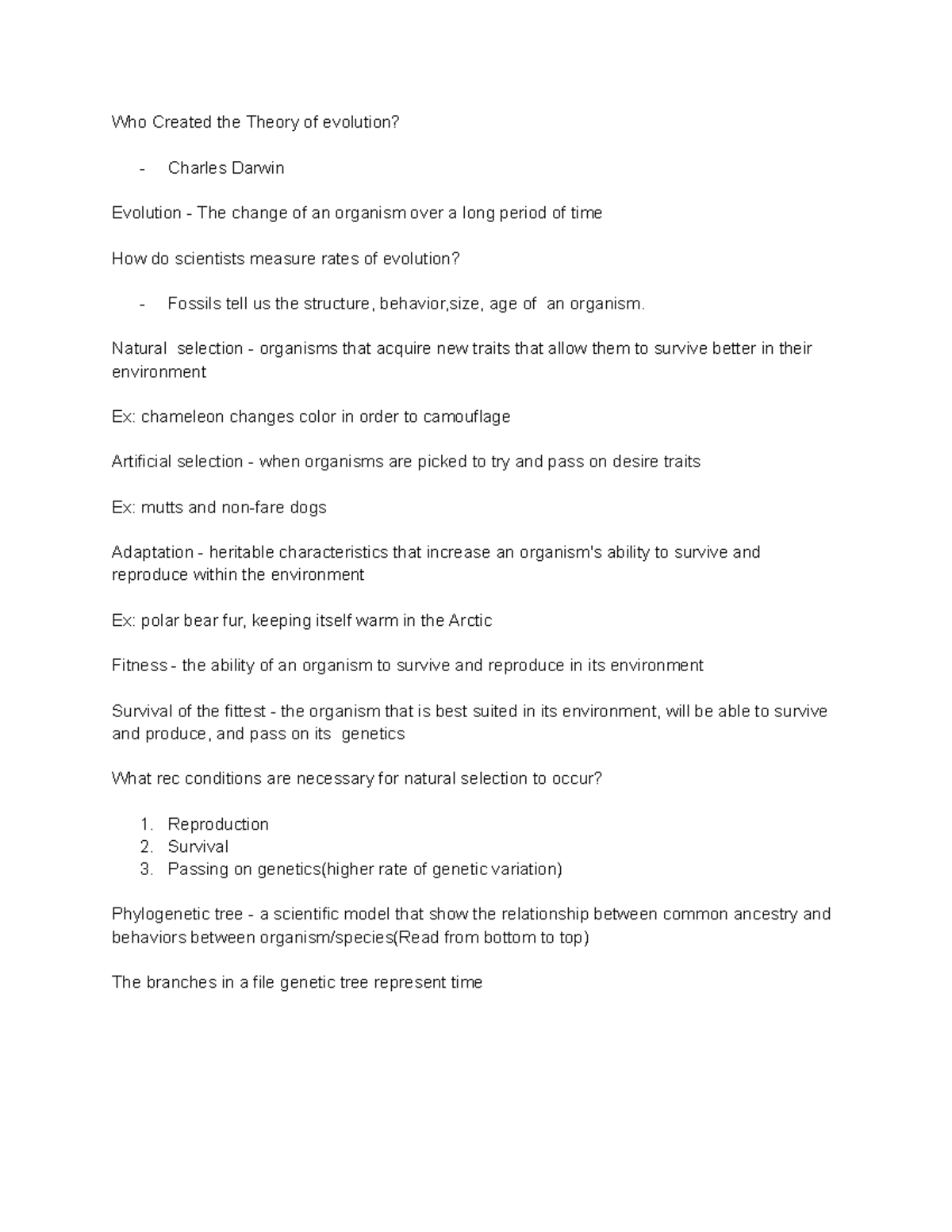 Bio 101 Unit 4 Notes: Natural Selection, Evolution & Speciation - Studocu