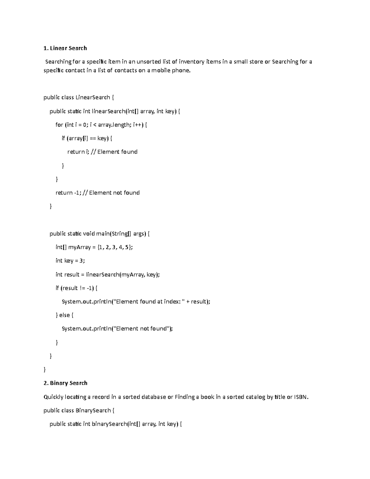 Applications of Arrays in CS: Search & Sort Algorithms - Studocu