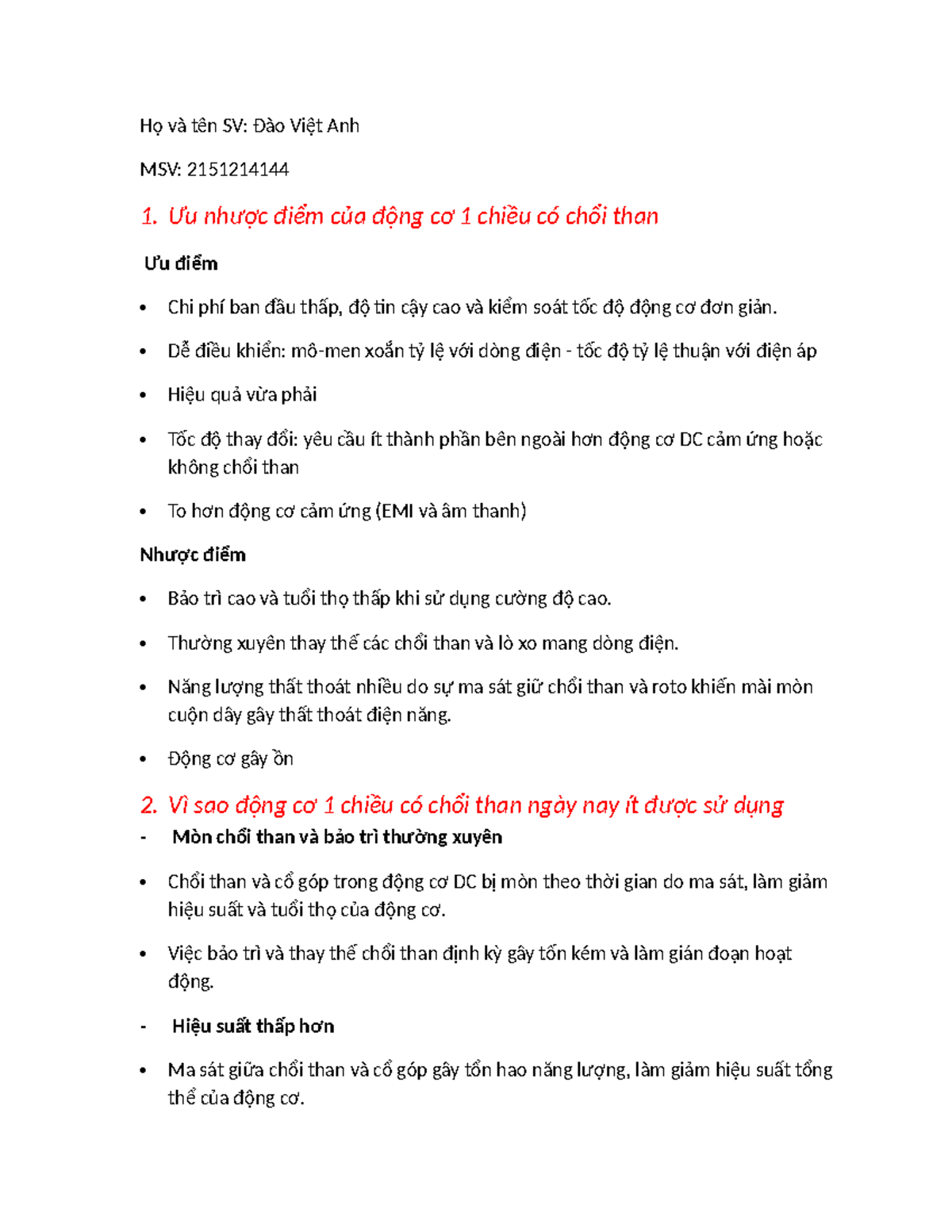 BTVN - DFFFd - Họ và tên SV: Đào Việt Anh MSV: 2151214144 1. Ưu nhược ...