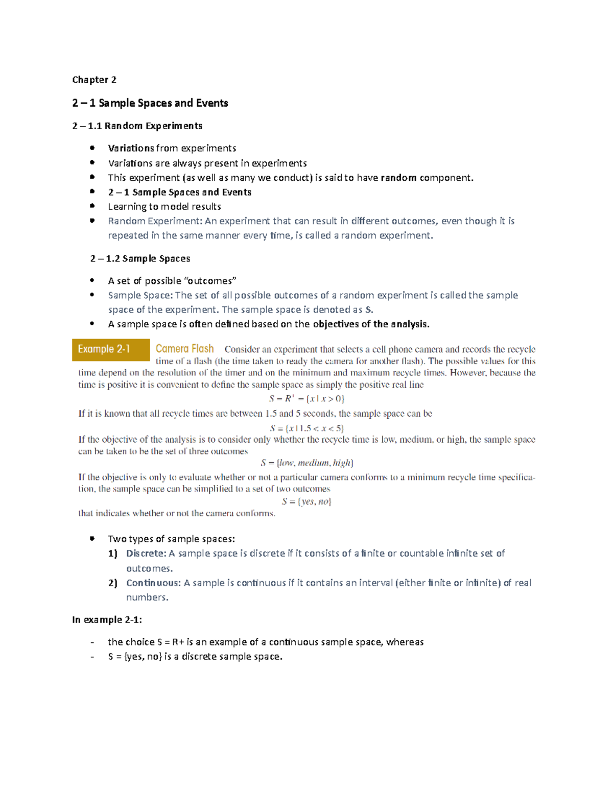 Chapter 2 Notes: Sample Spaces, Events, and Probability Concepts - Studocu