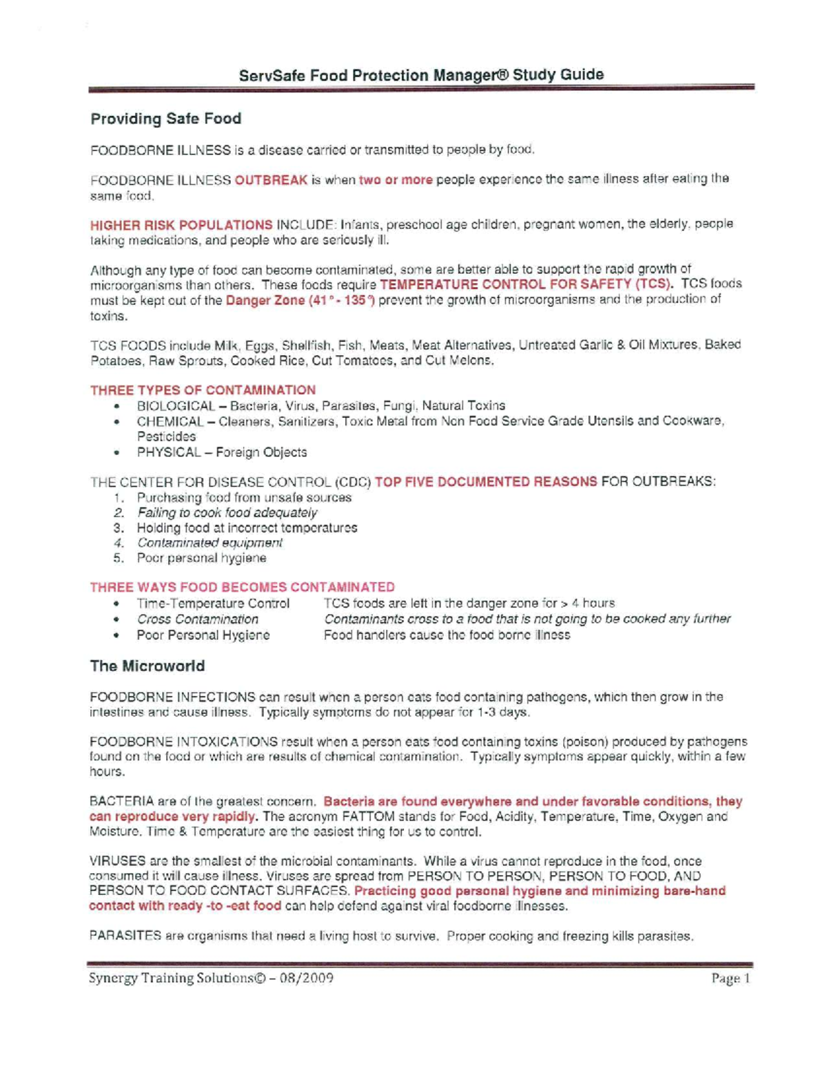 Final Exam Study Guide for ServSafe Food Protection 213302 - Studocu