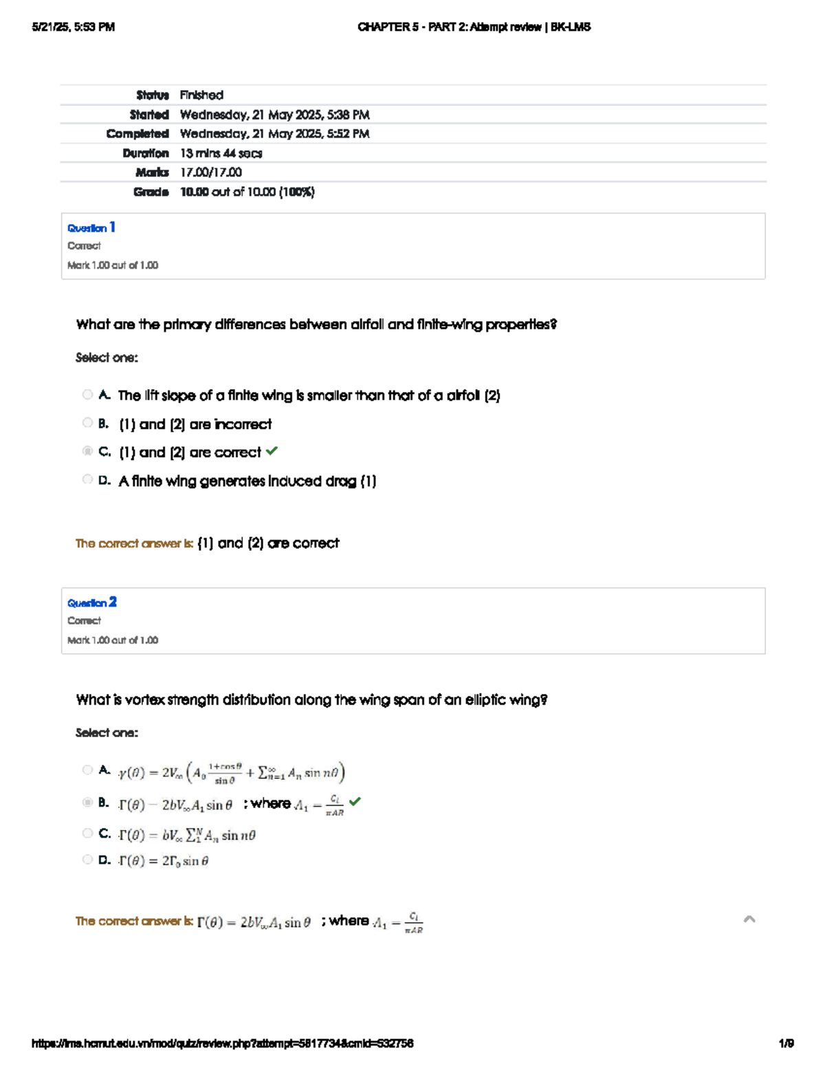 Quiz 5B: Chapter 5 Part 2 Review on Airfoil Properties and Vortex ...
