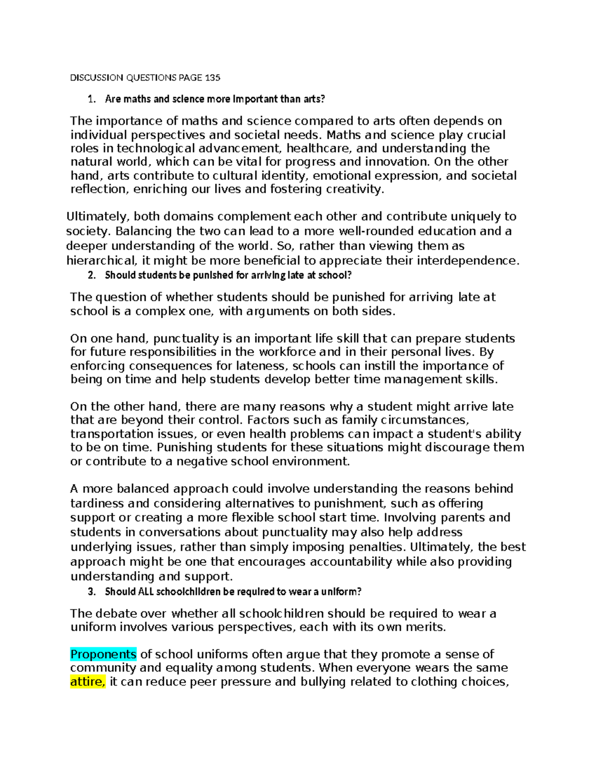 Discussion Questions on Education and Society - Page 135 - Studocu