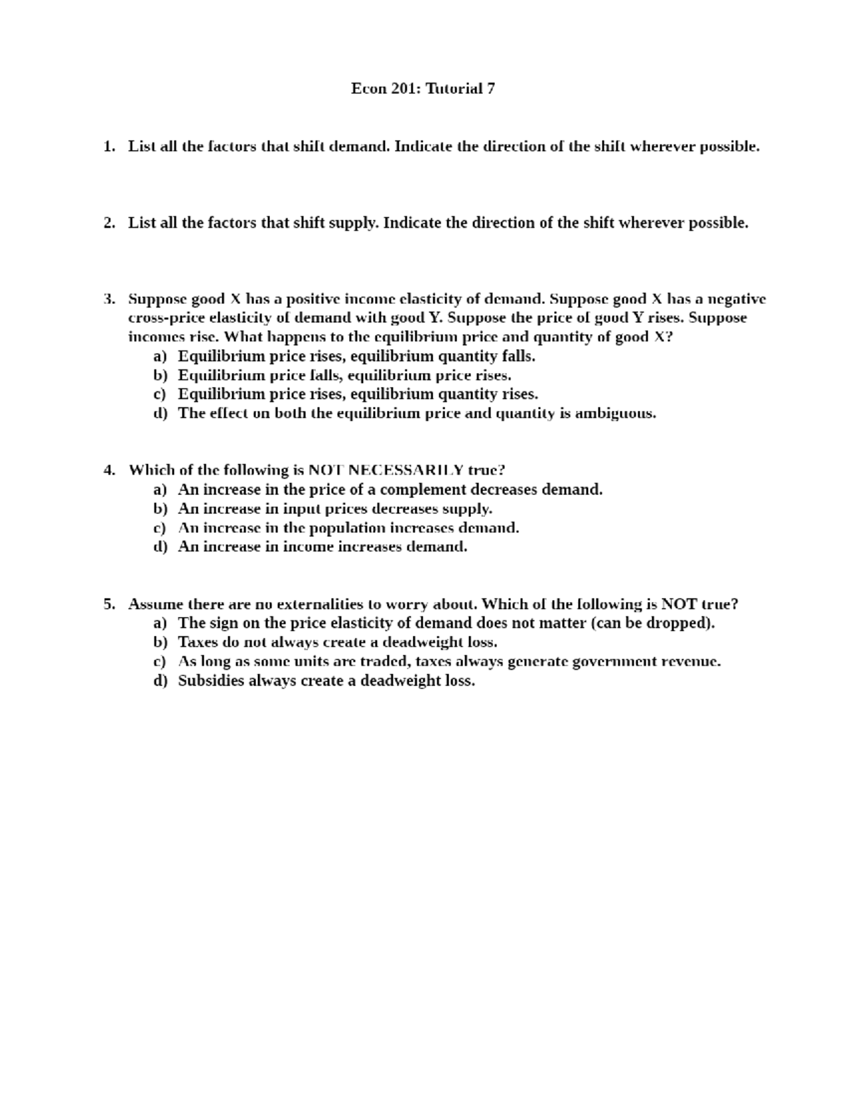 Tutorial 7 no answers - ECON 201 L01 - (Fall 2022) - Principles of ...