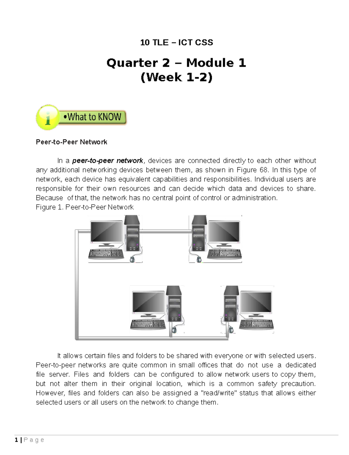 ICT 10 - Q2 - Mod 1 - Peer-to-Peer Networking (Weeks 1-2) - Studocu