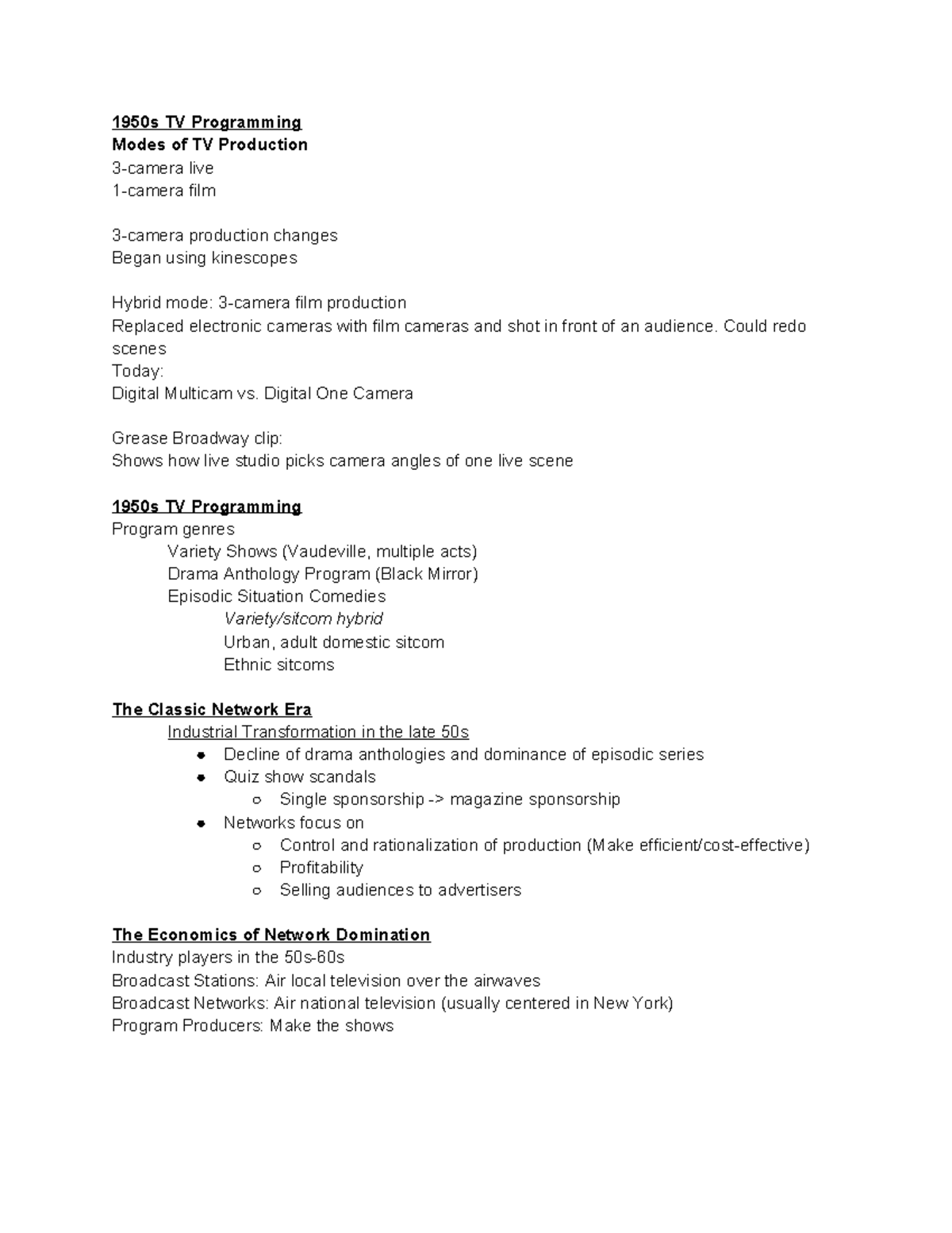 MJF Exam 3 - 1950s TV Programming Overview and Key Concepts - Studocu