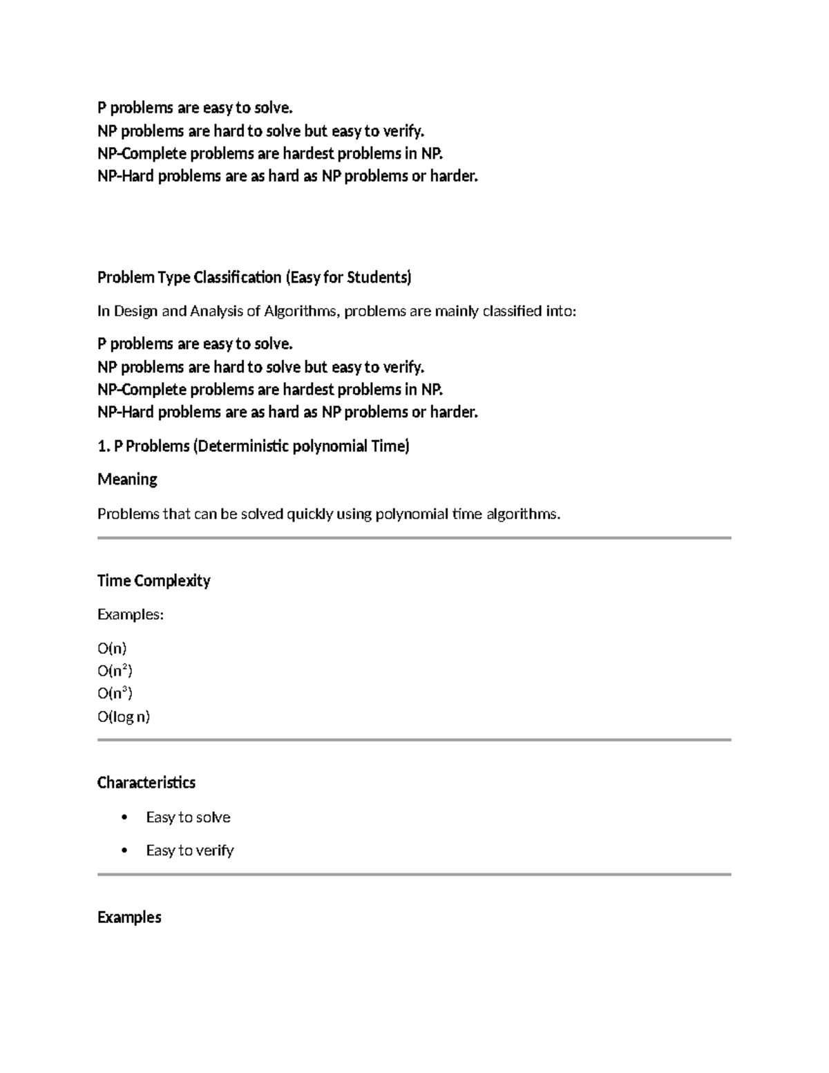 P, NP, NP-Complete & NP-Hard Problems: A Student's Guide - Studocu