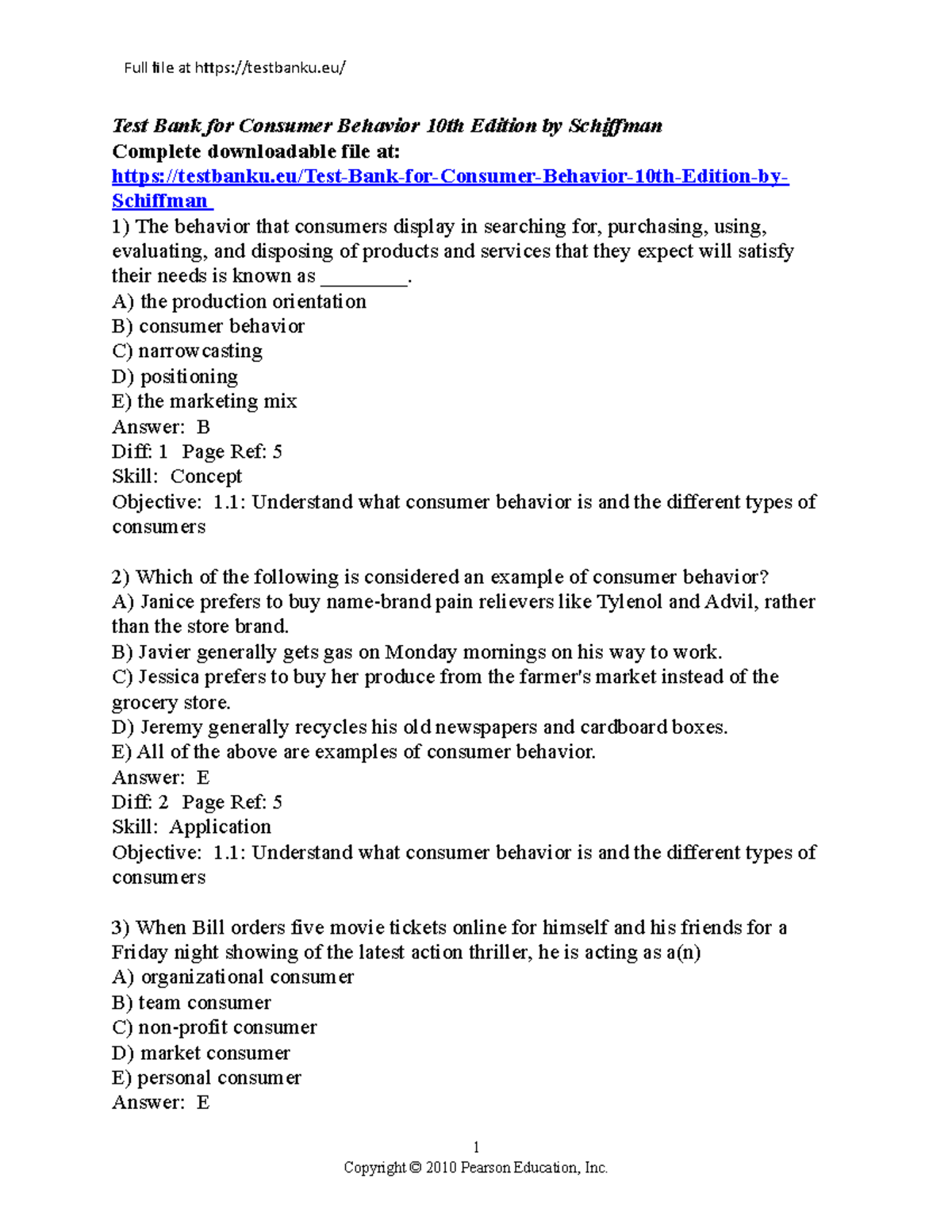 Ch 1 Case Study - Multiple Choice Questions (MCQs) on Consumer Behavior ...