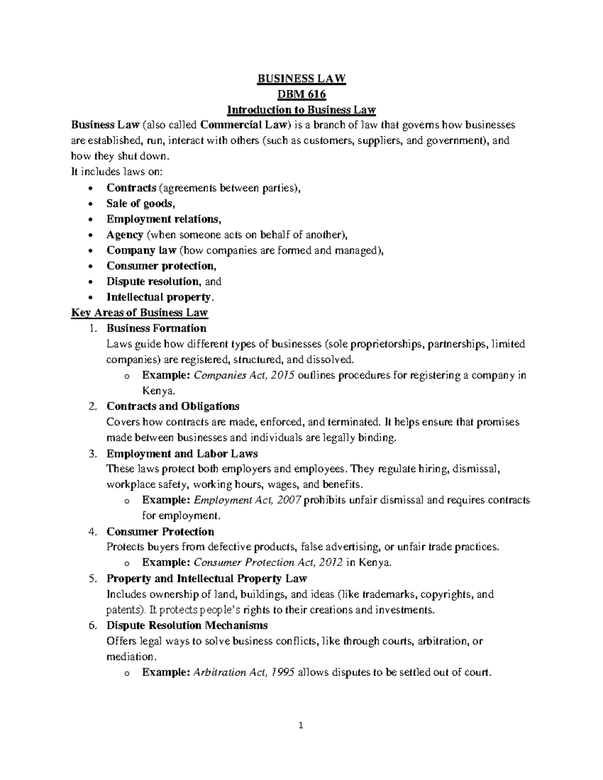 DBM 616 Business Law Final Exam Study Notes - Studocu