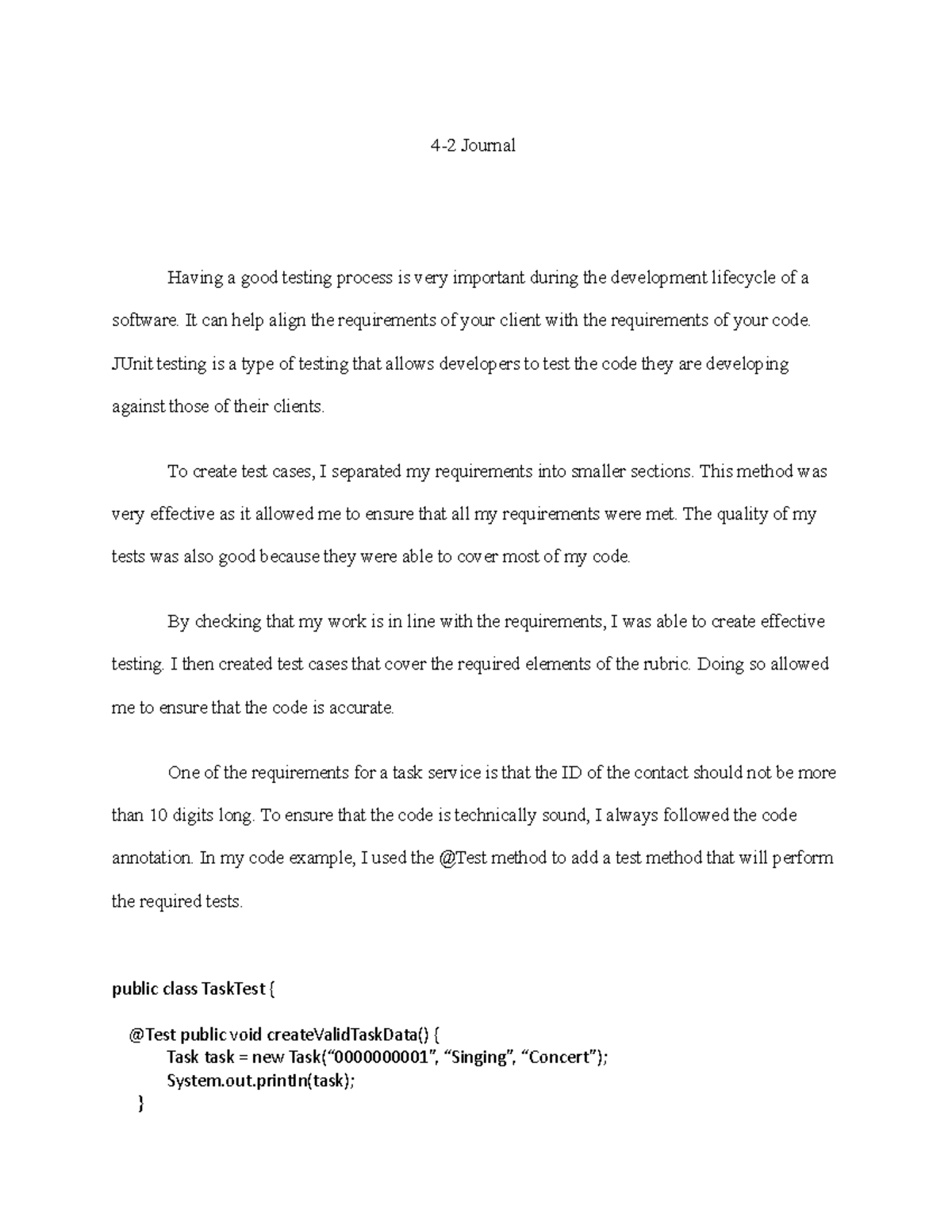 CS320 4-2 Journal: Importance of JUnit Testing in Software Development ...