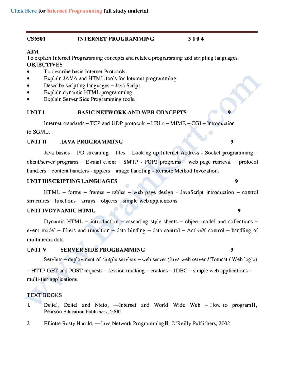 173 - CS8651 CS6501 Internet Programming - Notes 1 - CS6501 INTERNET ...