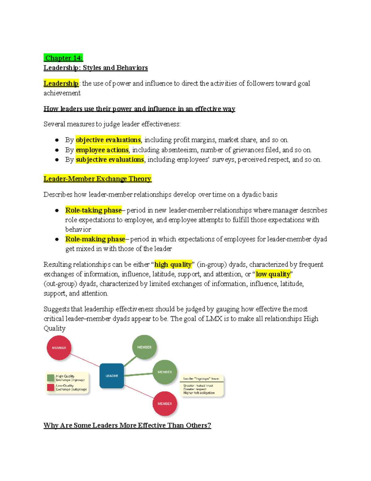 Leadership Theories and Practices: Study Guide for MGMT 371 Exam 4 ...