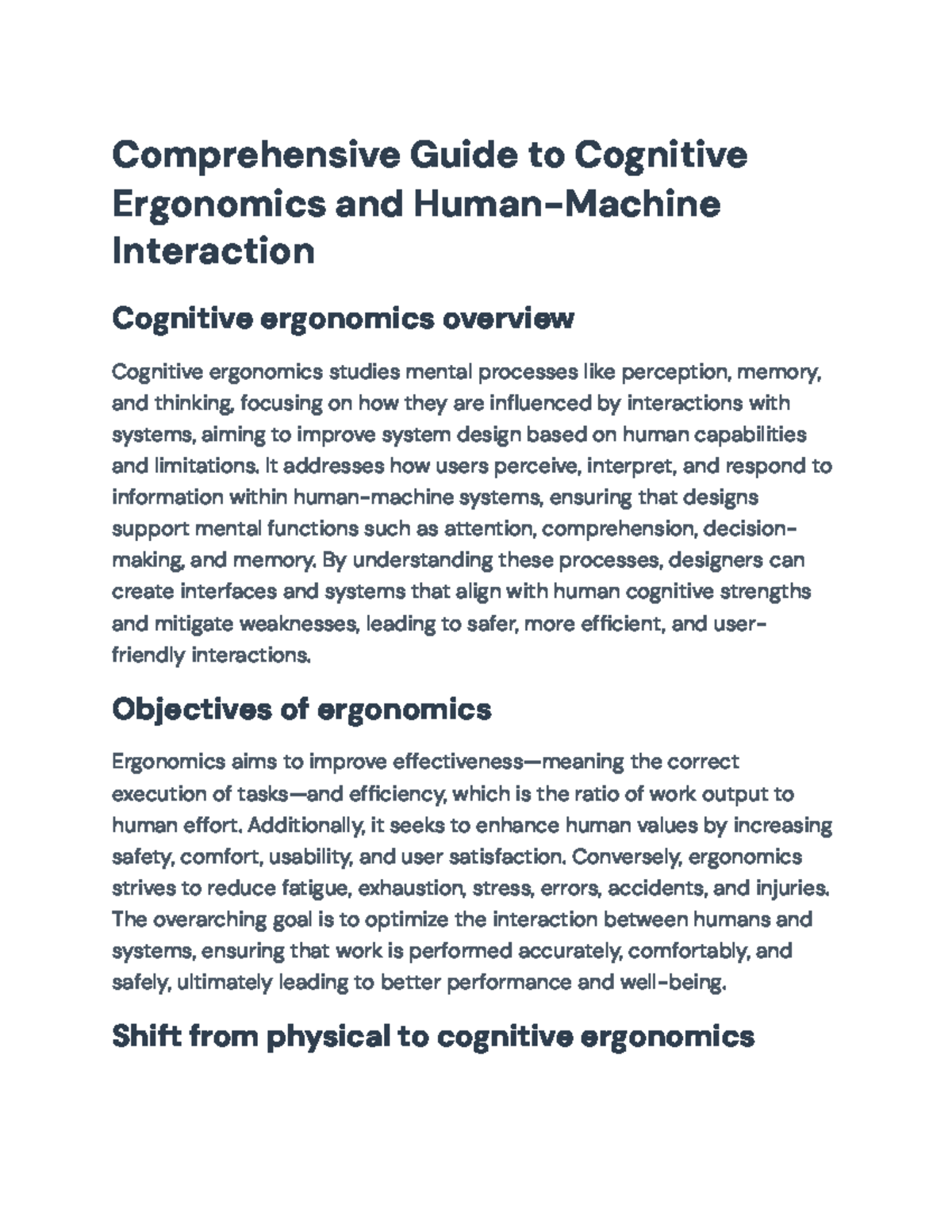 Cognitive Ergonomics & Human-Machine Interaction: A Comprehensive ...