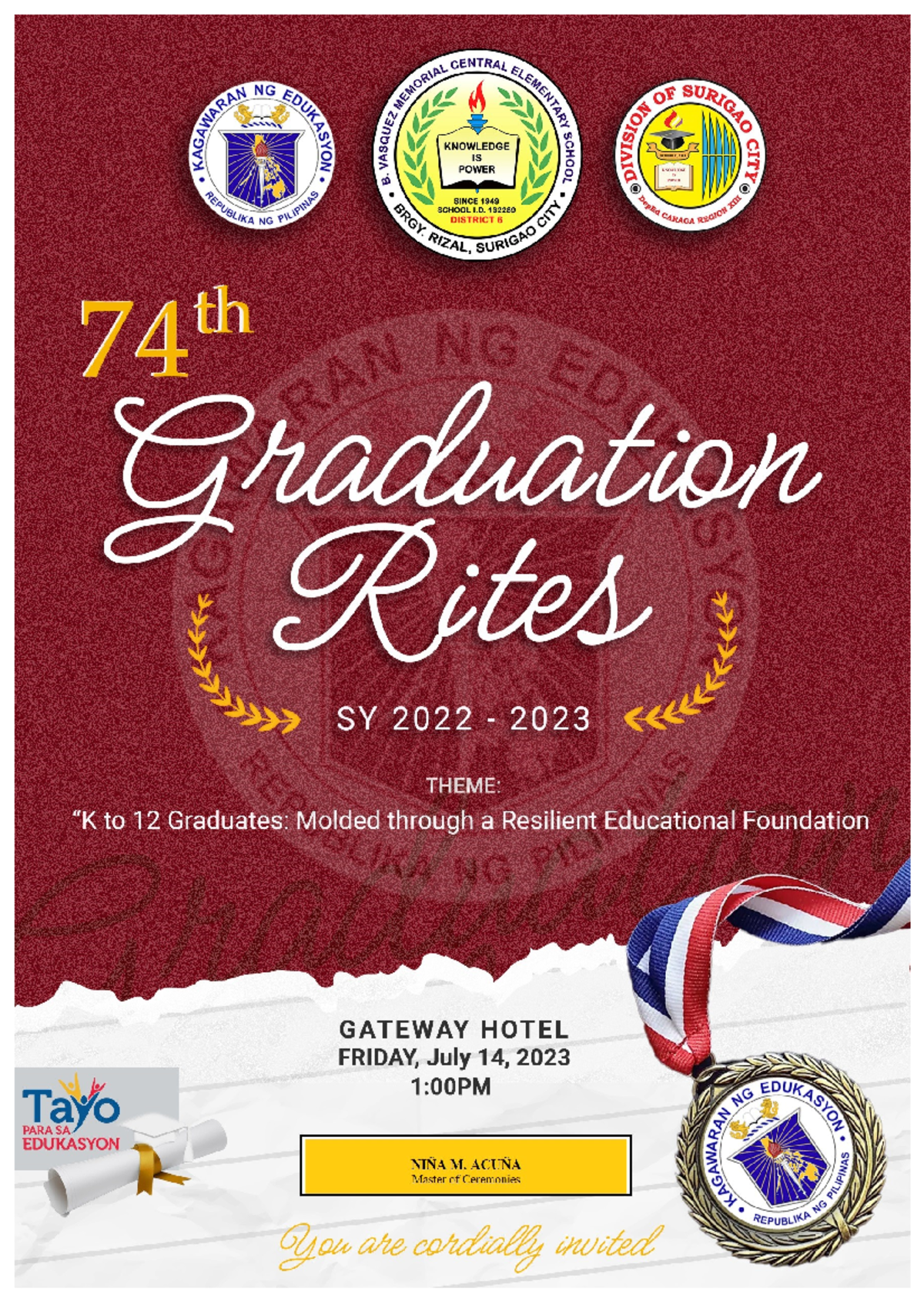 Graduation Program Script for BVMCES Class 2023 Celebration - Studocu