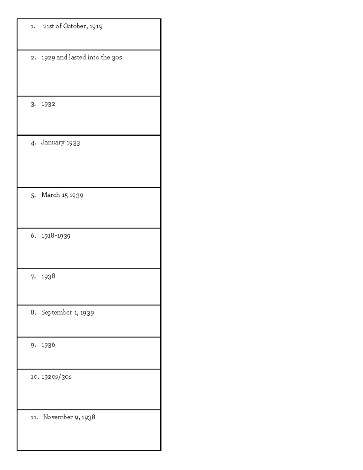 History Flash Cards - Key Dates of WWII Events - Studocu