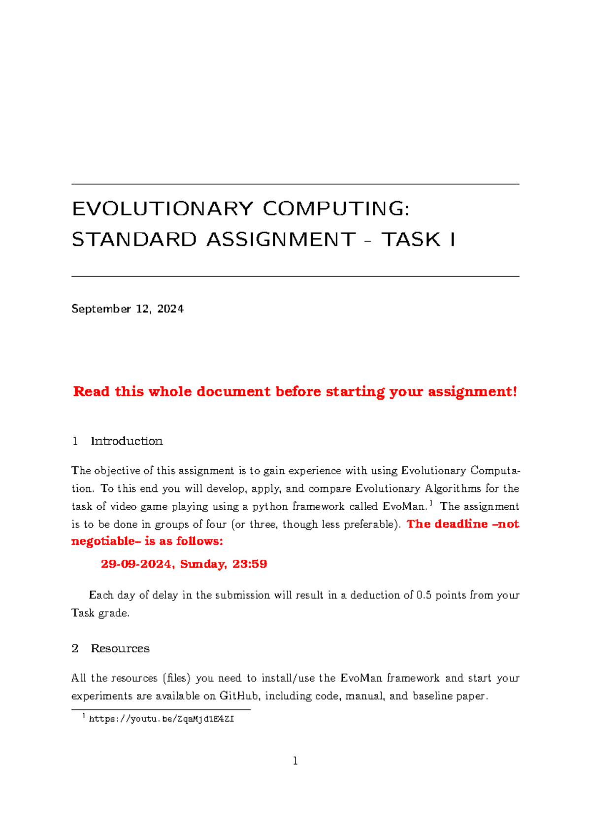 Evolutionary Computing Assignment I: Game Playing with EA Techniques ...