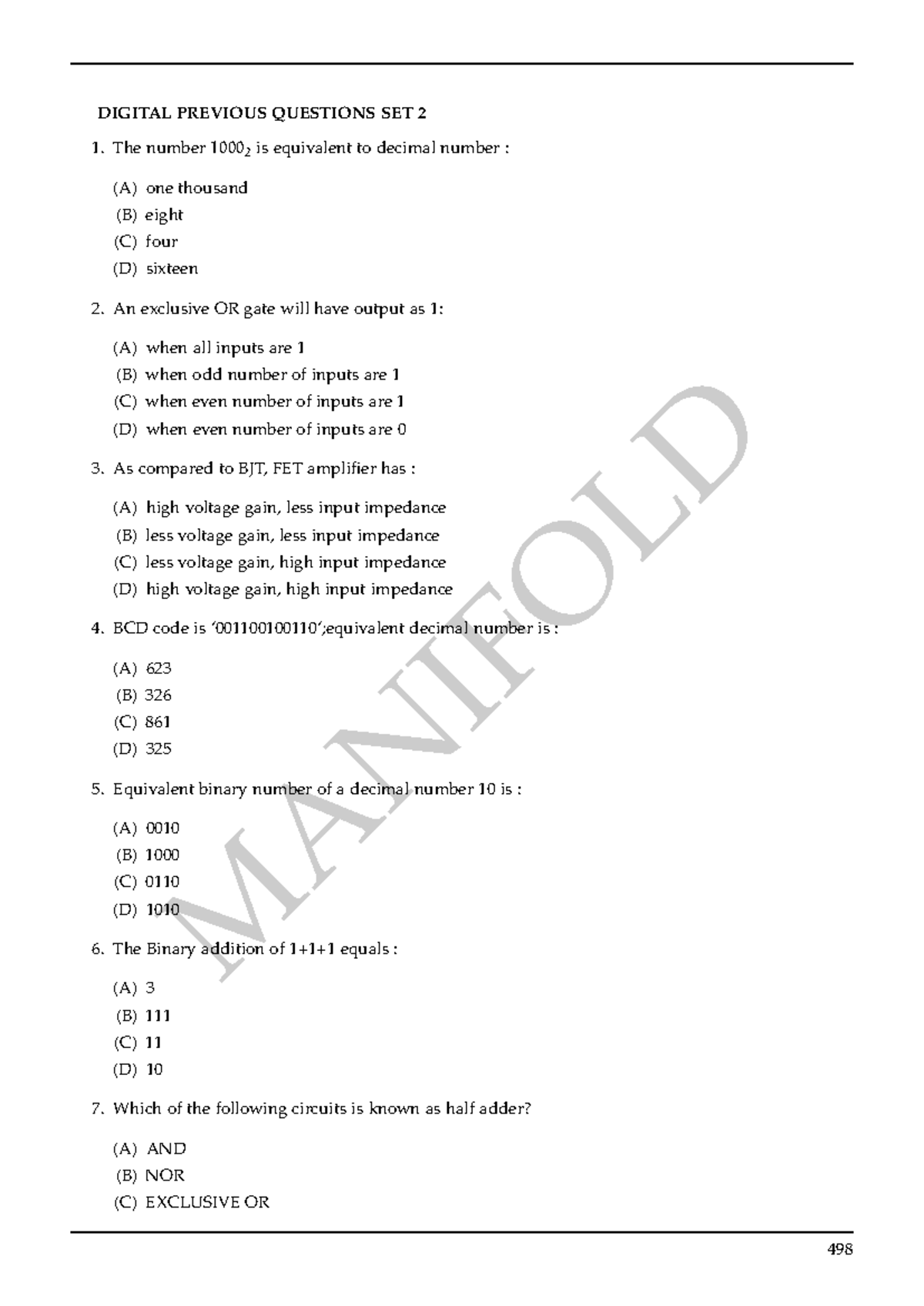 DIGITAL PREVIOUS QUESTIONS SET 2 - Exam Review Notes - Studocu