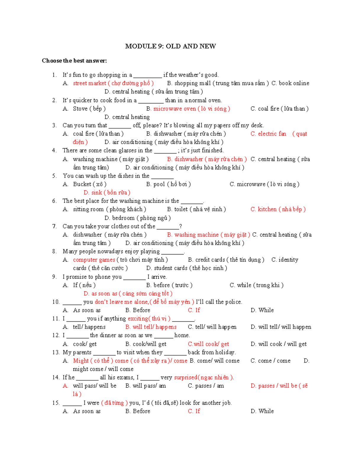 MODULE 9: OLD AND NEW - Quiz Questions and Answers - Studocu