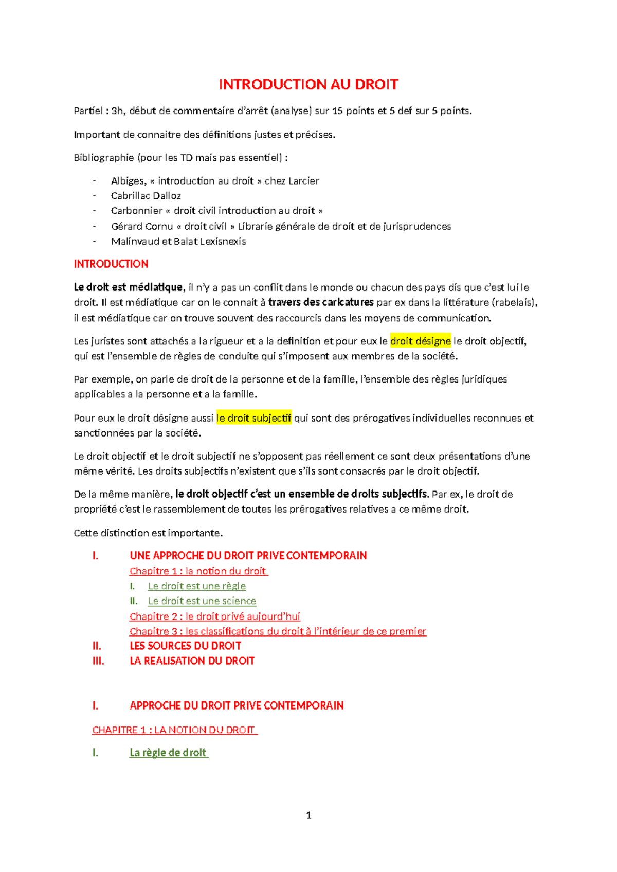 Cours d'Introduction au Droit - Analyse et Concepts Fondamentaux - Studocu