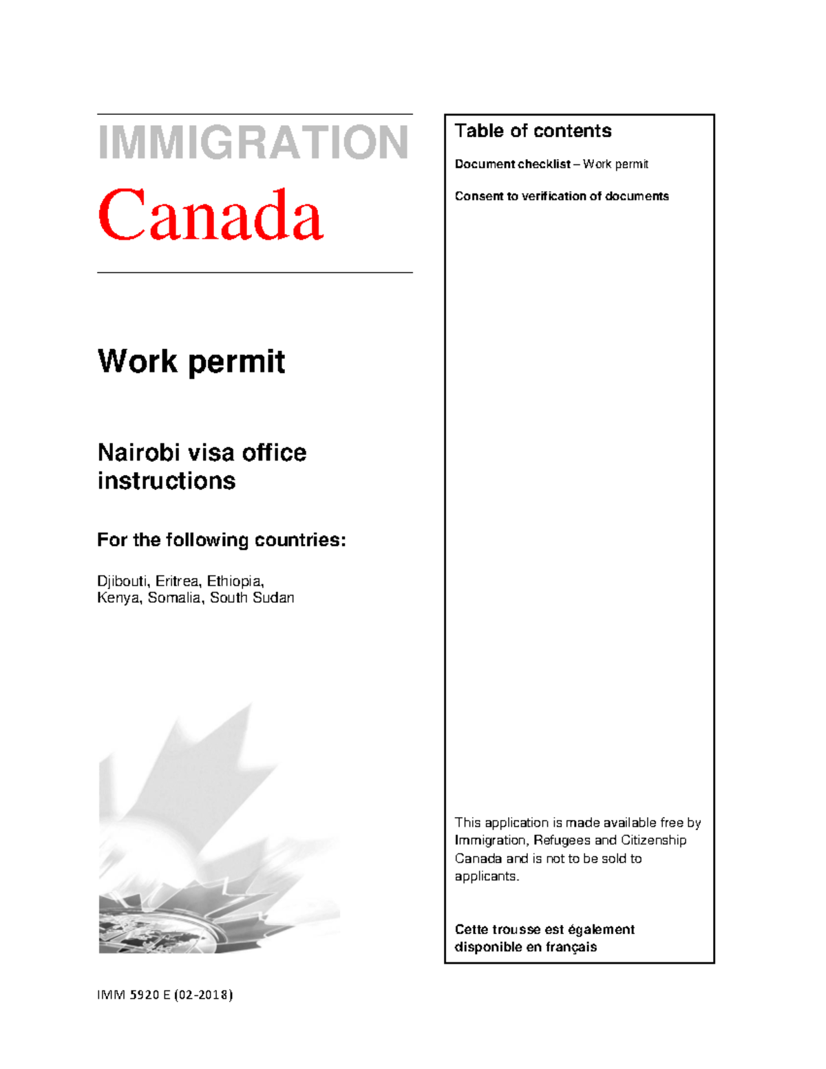 IMM5920E - Immigration Work Permit Application Checklist Notes - Studocu