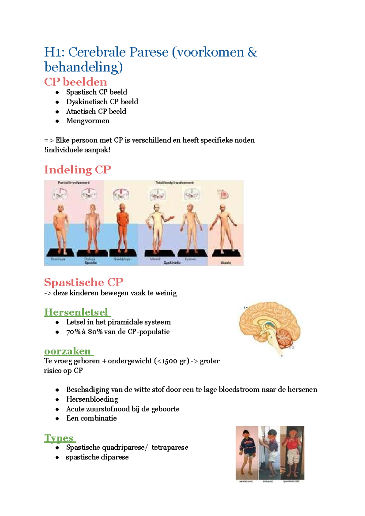 H1: Cerebrale Parese: Behandeling en Aanpak van Spastisch, Dyskinetisch ...