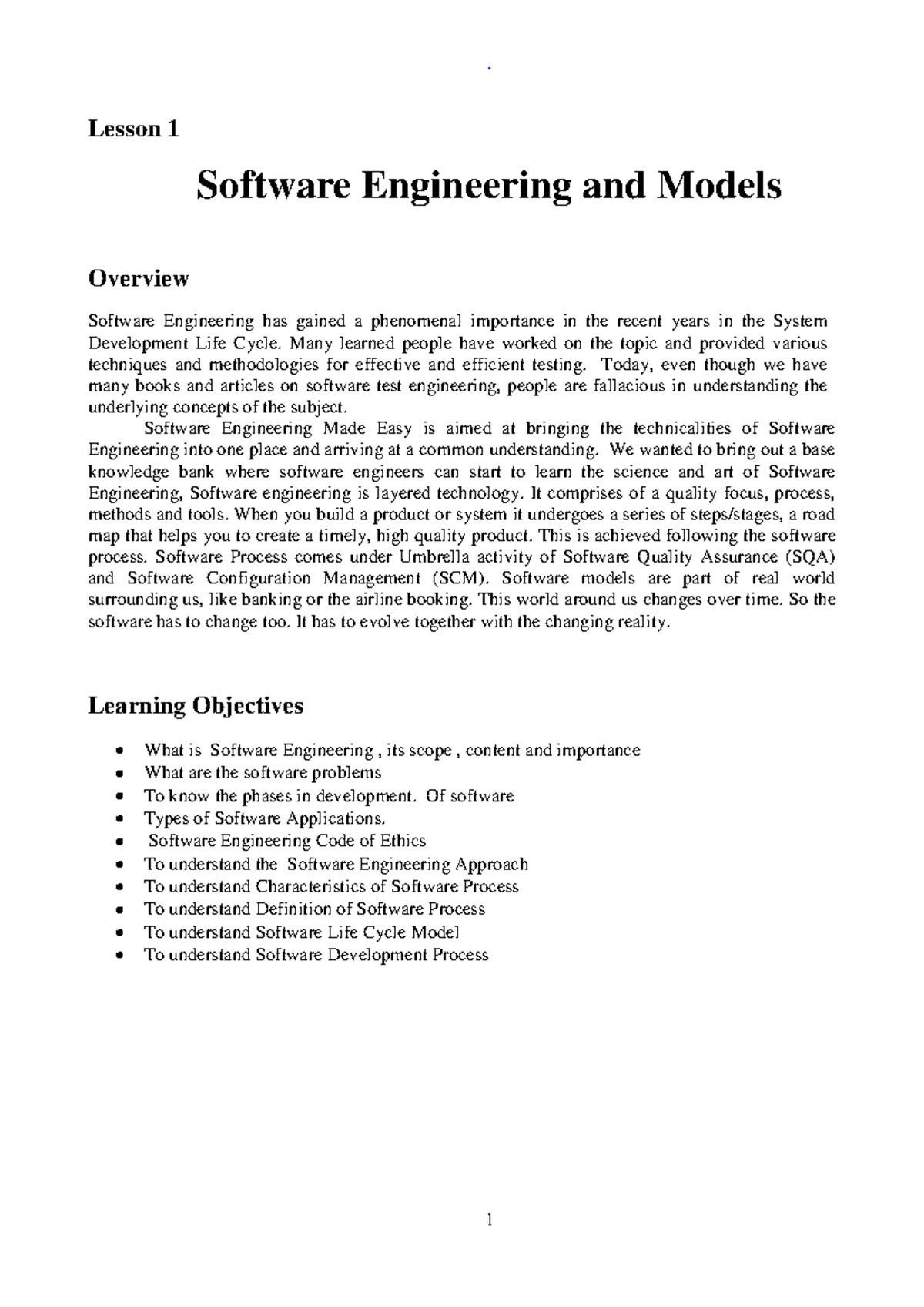 CMP511 Lesson 1: Overview of Software Engineering and Models - Studocu