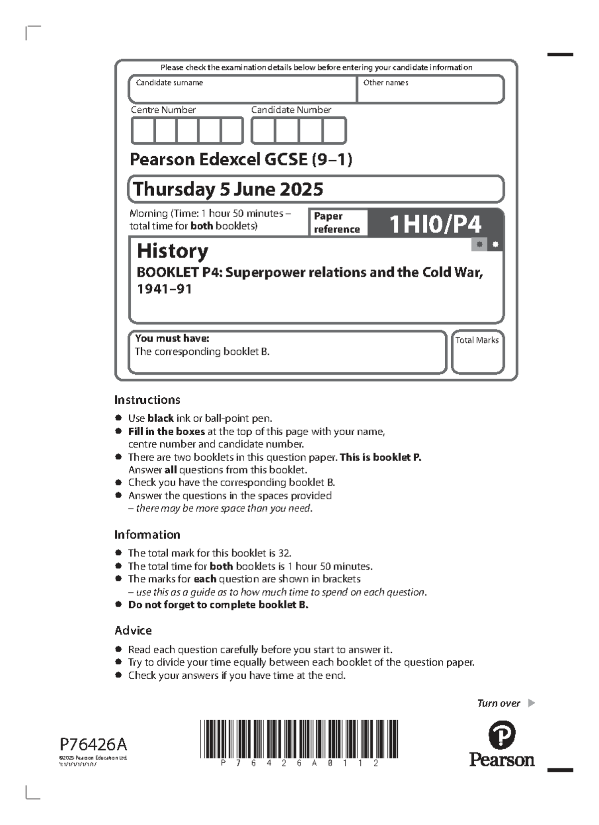 Cold War History Exam Paper P4: Superpower Relations (2025) - Studocu