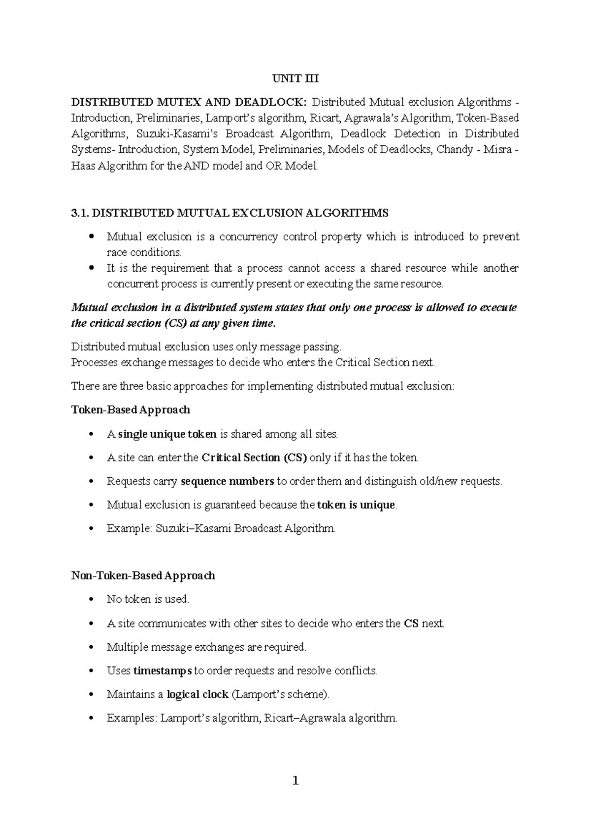 Unit 3 DC - Distributed Computing System: Mutex, Deadlock & Algorithms ...