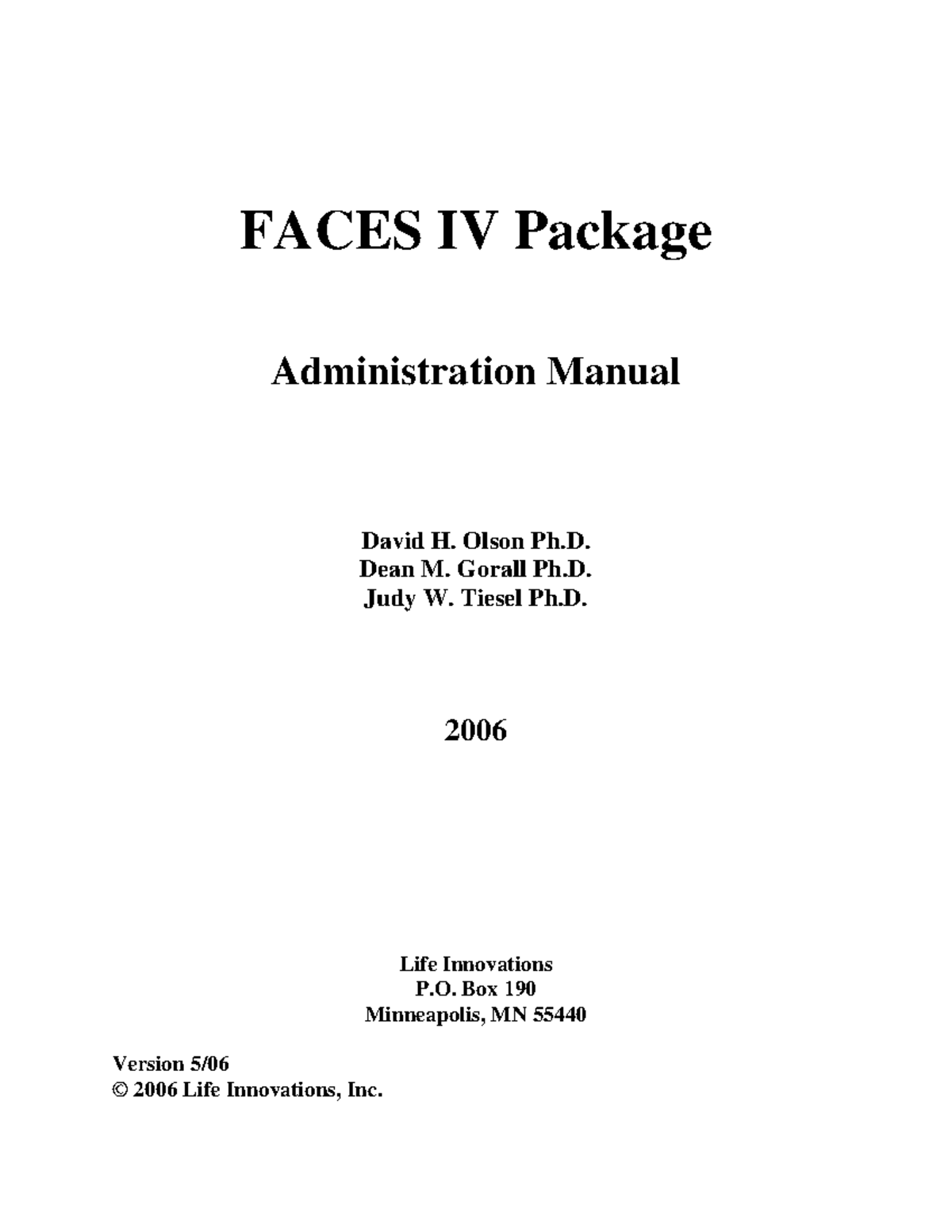 FACES IV Administration Manual and Scoring Guidelines - Studocu