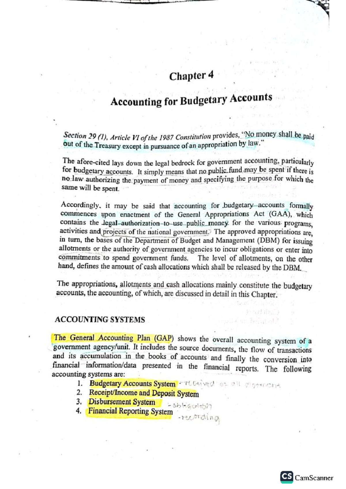 GOV Acctg Ch 4-7: Accounting for Budgetary Accounts Overview - Studocu