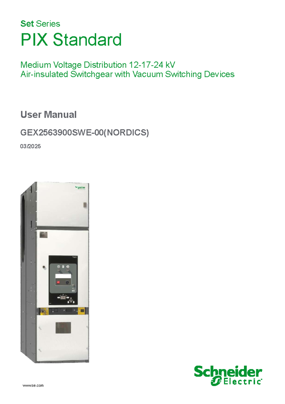 PIX Standard User Manual for Medium Voltage Distribution Switchgear ...