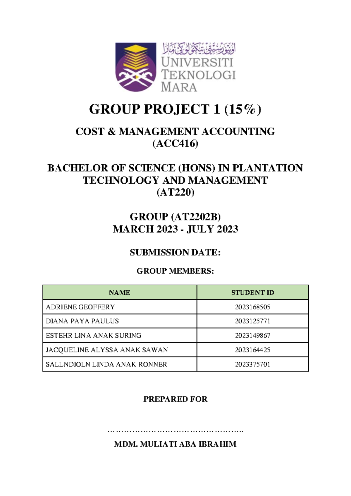 ACC 416 Group Project 1: Cost & Management Accounting Analysis - Document Preview