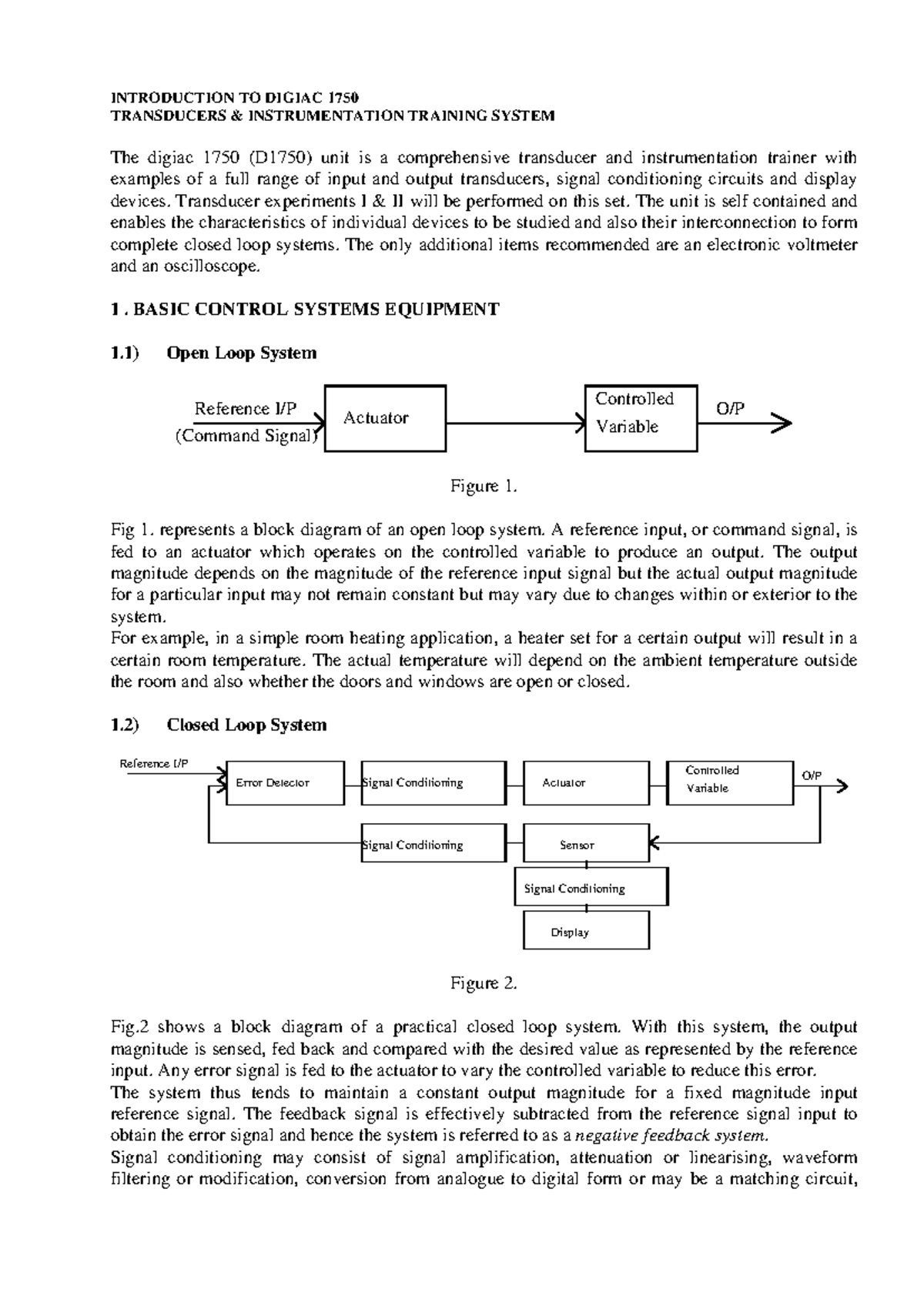 Lab Manual for DIGIAC 1750 Transducers & Instrumentation Training - Studocu