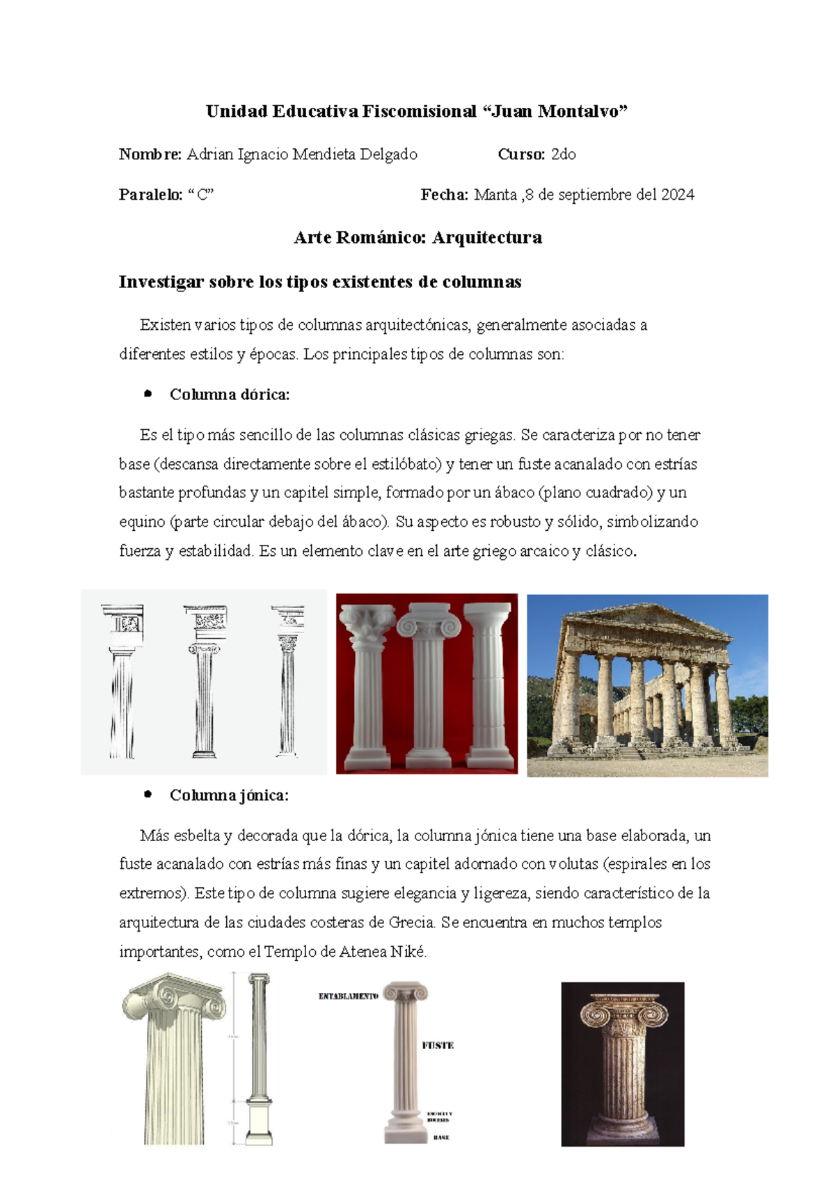 Columnas Romanas: Tipos y Características - Curso 2do - Studocu