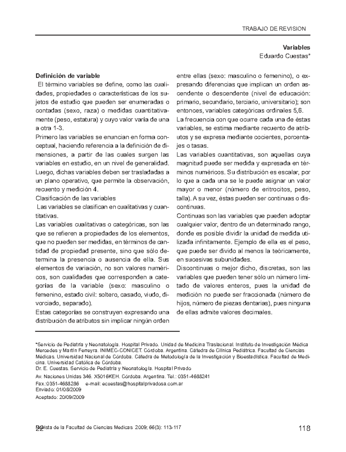 TRABAJO DE REVISIÓN: Definición y Clasificación de Variables en ...