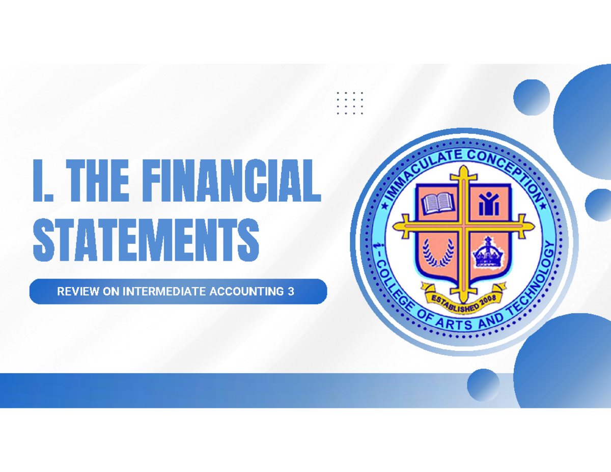 REVIEW ON INTERMEDIATE ACCOUNTING 3: WEEK 3 FINANCIAL STATEMENTS - Studocu