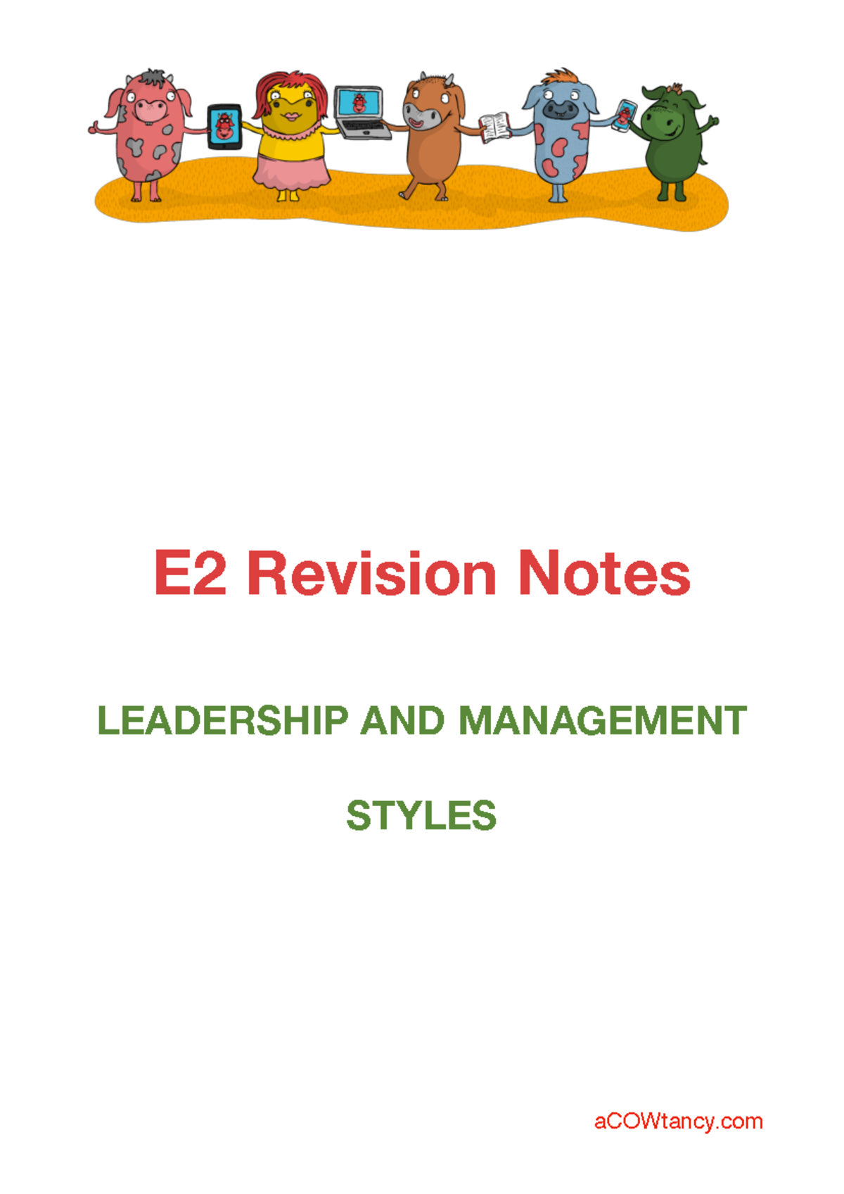 E2 CIMA B1 Leadership & Management Styles Revision Notes - Studocu