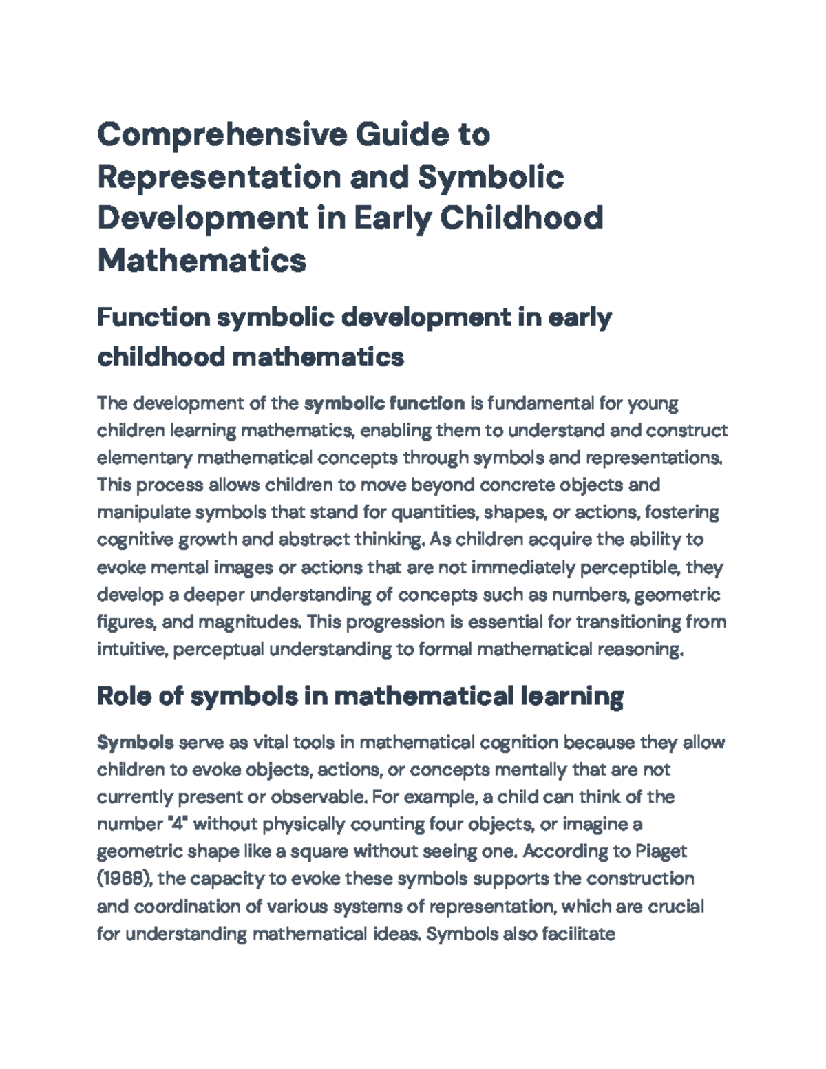 Comprehensive Guide to Symbolic Development in Early Childhood Math ...