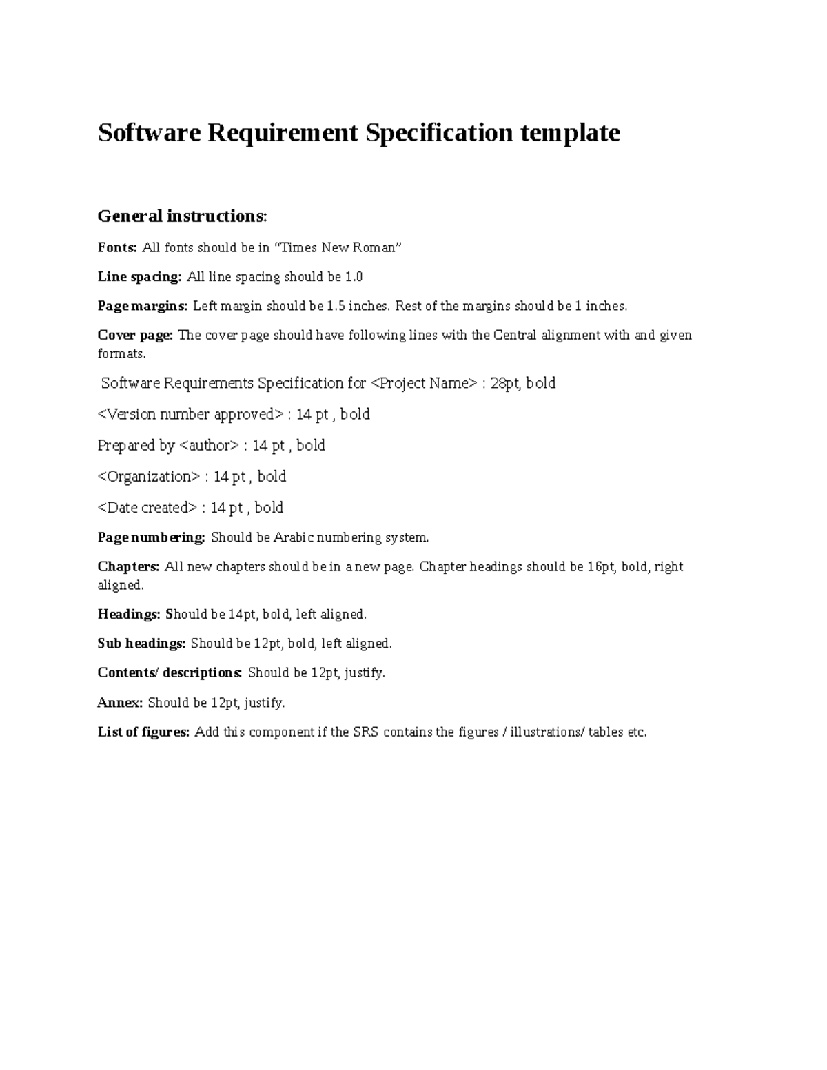 Software Requirements Specification (SRS) Template Guide - Studocu