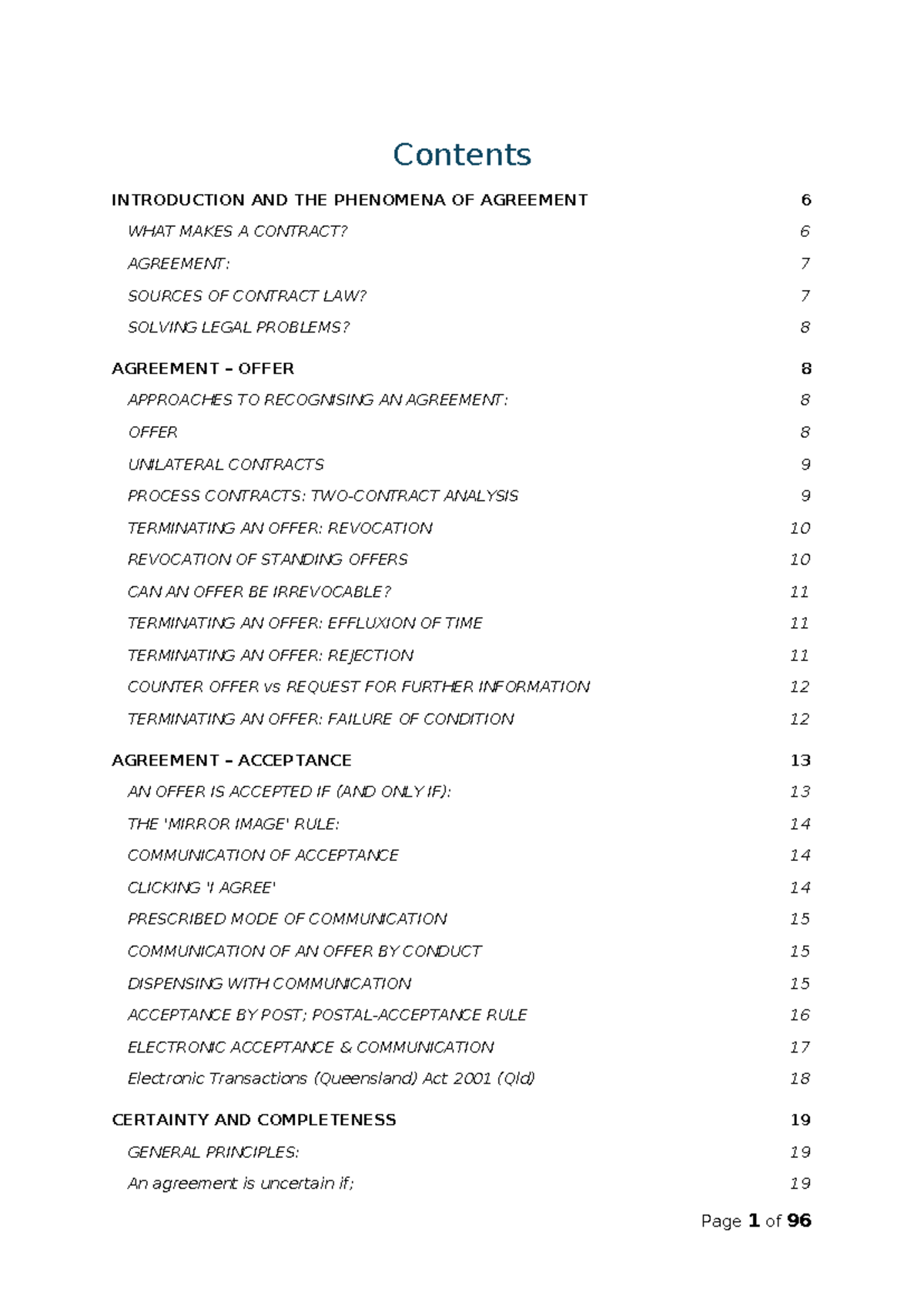 Contract Law Overview: Key Concepts and Principles (LAW 1701) - Studocu